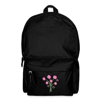 rosa blumenstrauß pflanzen blume herzen - Rucksack - Schwarz - Vorne