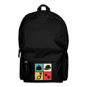 Conception de cor de chasse avec chapeau de feutre de patte de chien de forêt - Sac à dos - noir - Devant