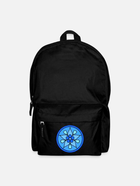Tribal Blumen Rosette in Blautönen - Rucksack - Schwarz