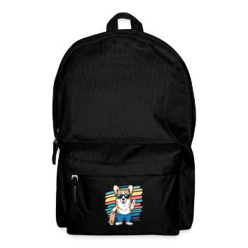 Moderner und cooler Corgi mit Sonnenbrille - Rucksack - Schwarz - Vorne