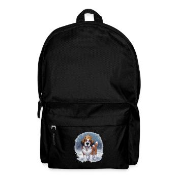 Dessin animé Saint Bernard avec couronne dans la neige - Sac à dos - noir - Devant