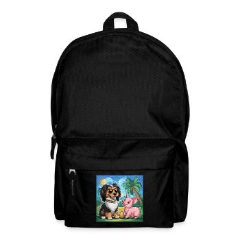 Havanese dog playing with piggy for kids - Backpack - black - Front
