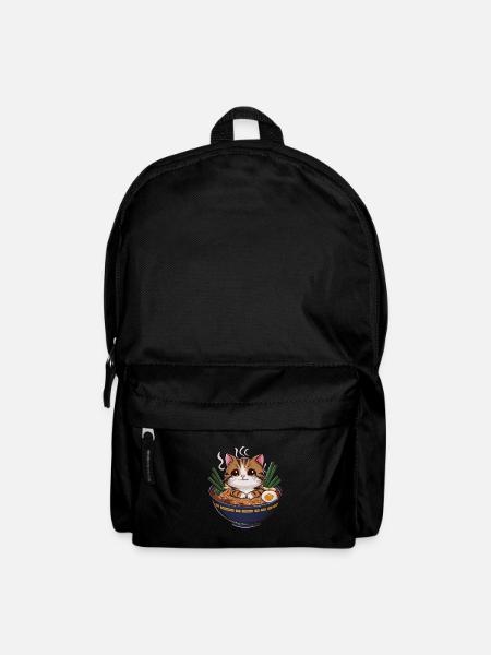 Kawaii Katze mit Ramen Schüssel - Rucksack - Schwarz