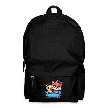 Kawaii Fuchs im Cartoon Stil mit Quietscheente - Rucksack - Schwarz - Vorne