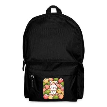 Kawaii Hase mit Pfirsichen und Melonen - Rucksack - Schwarz - Vorne