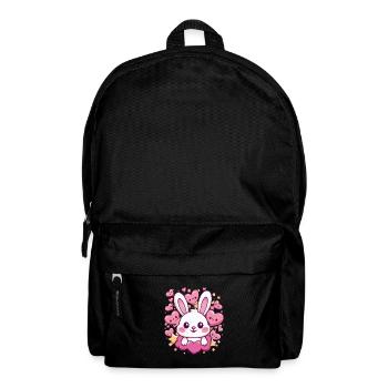 Süßer Kawaii Hase mit Herzen und Sternen - Rucksack - Schwarz - Vorne