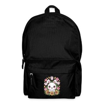 Kawaii bunny with tulips and sunflowers - Backpack - black - Front