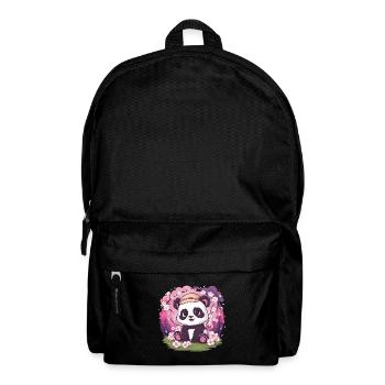 Kawaii Panda with Cherry Blossoms - Backpack - black - Front
