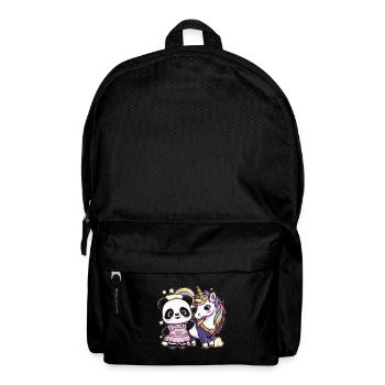 Cute Kawaii Panda with Unicorn - Backpack - black - Front