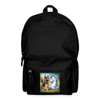 Cute German Shepherd with Unicorn - Backpack - black - Front