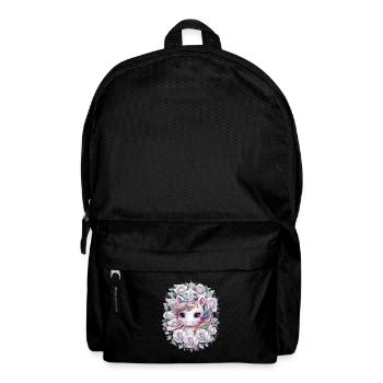 Kawaii Einhorn mit Rosen - Rucksack - Schwarz - Vorne