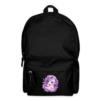 Kawaii Unicorn with Violet Flowers - Backpack - black - Front