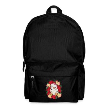 Cartoon Kawaii Duckling with Peaches, Strawberries - Backpack - black - Front