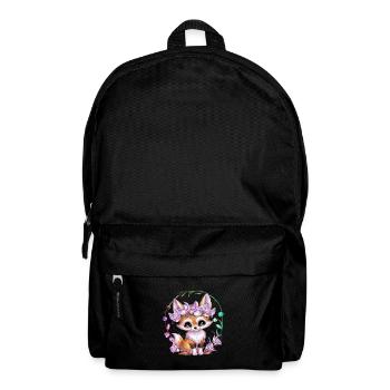 Fennek Wüstenfuchs mit Krone und Orchideen - Rucksack - Schwarz - Vorne