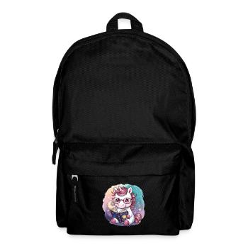Kawaii unicorn with glasses and book - Backpack - black - Front