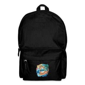 Hamster im Cartoon Stil mit Surfbrett und Strand - Rucksack - Schwarz - Vorne