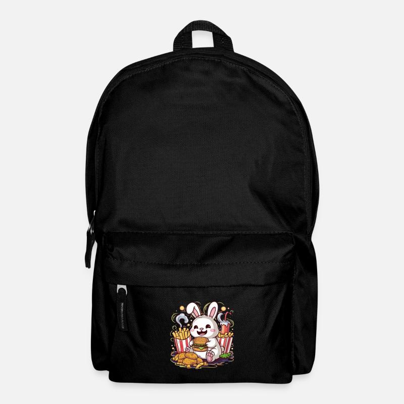 Kawaii bunny with fast food - Backpack - black