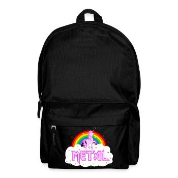 metal musik heavy einhorn regenbogen pink lustig - Rucksack - Schwarz - Vorne