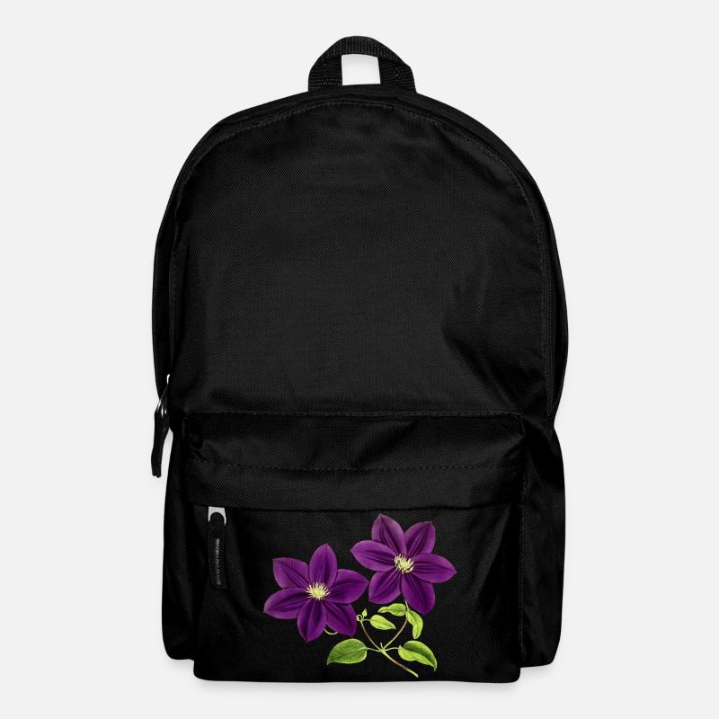 Lila Blumen - Rucksack - Schwarz