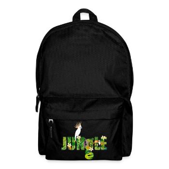Jungle typography with cockatoo, toucan & monkey - Backpack - black - Front