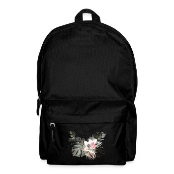 Feuilles de palmier avec rose rose - Sac à dos - noir - Devant
