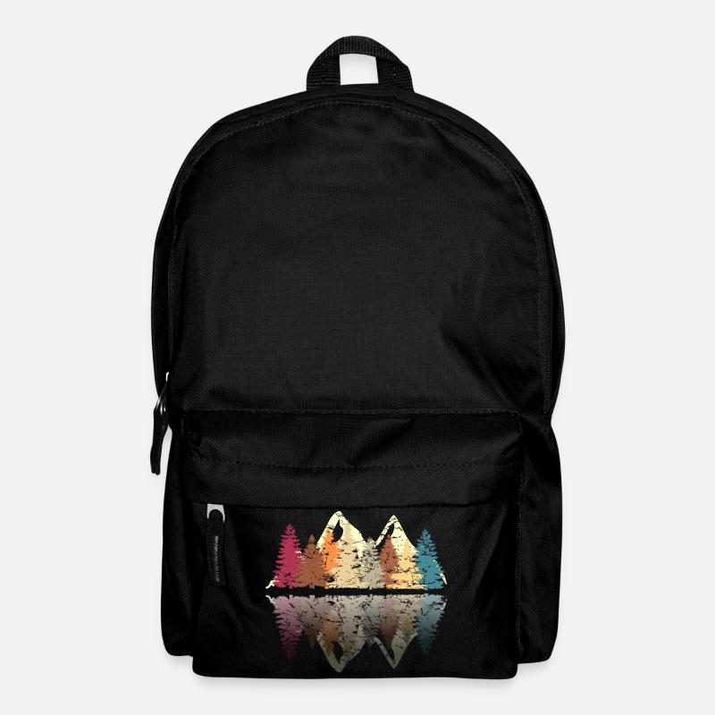 Forêt sur le lac au design rétro grunge - Sac à dos - noir