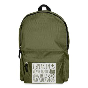 speak lyrics and sarcasm - Backpack - olive green - Front
