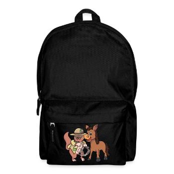 Wild West Cat Donkey Horse Rider Farmer Child - Backpack - black - Front