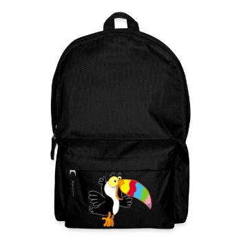 Vogel und mehrfarbiger Schnabel - Rucksack - Schwarz - Vorne