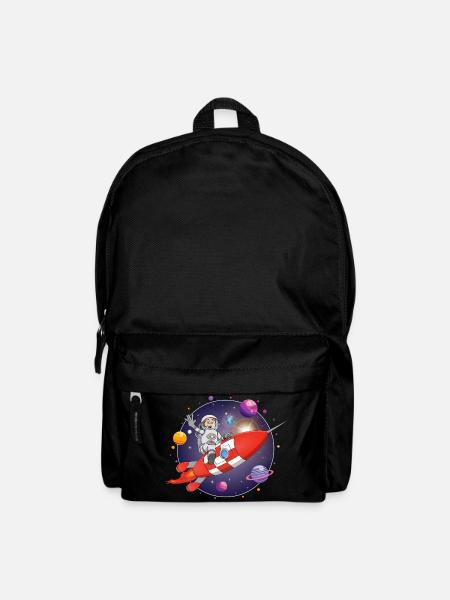L’astronaute et la fusée rouge dans l’espace - Sac à dos - noir