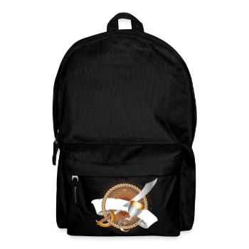 Pirate Saber & Hook Hand with Banner Adventure Motif - Backpack - black - Front
