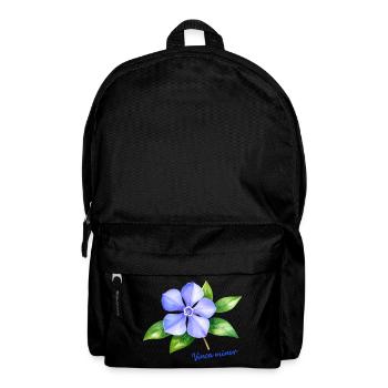 Vinca Minor - Illustration botanique à l’aquarelle - Sac à dos - noir - Devant