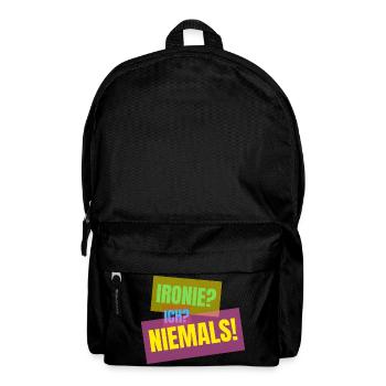 Irony? I? Never! – Funny saying - Backpack - black - Front