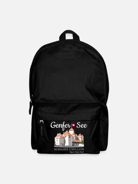 Genfer See, Handzeichnung Schloss Chillon, Schweiz - Rucksack - Schwarz