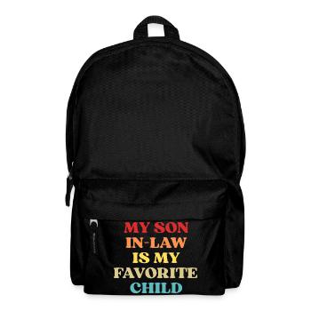 Lustiges Zitat Mein Schwiegersohn Lieblingskind - Rucksack - Schwarz - Vorne