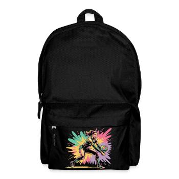 Volleyball player digging colorful volleyball - Backpack - black - Front