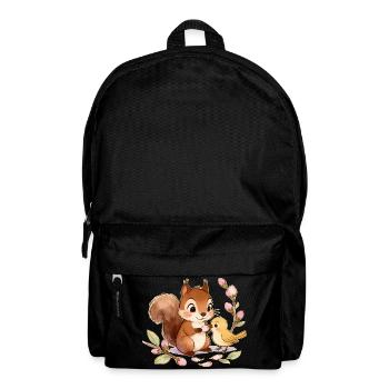 Écureuil et Oiseau parmi les Fleurs – 🐿🐦 Aquarelle - Sac à dos - noir - Devant