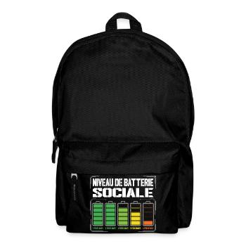 Niveau De Batterie Sociale Humour Introverti - Sac à dos - noir - Devant