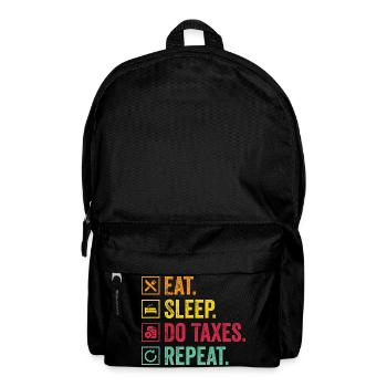 Essen Schlaf Steuern Wiederholen - Rucksack - Schwarz - Vorne