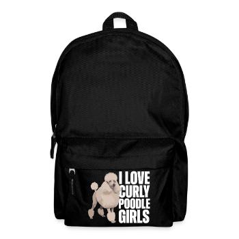 Ich liebe Curly Pudel Mädchen Pudel Hund - Rucksack - Schwarz - Vorne