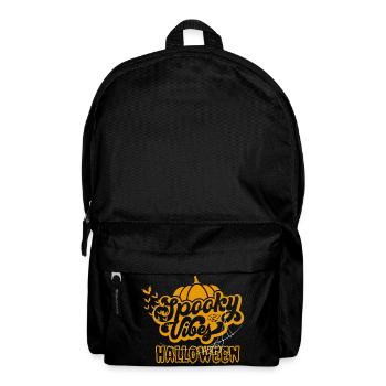 Spooky Vibes Halloween Pumpkin Bat Design - Backpack - black - Front