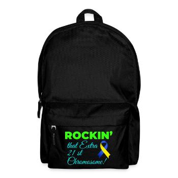 Down-Syndrom-Tag Rockin' Extra 21. Chromosom - Rucksack - Schwarz - Vorne