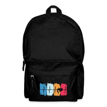 Climber Retro Heartbeat Tshirt Climbing Climbing - Backpack - black - Front