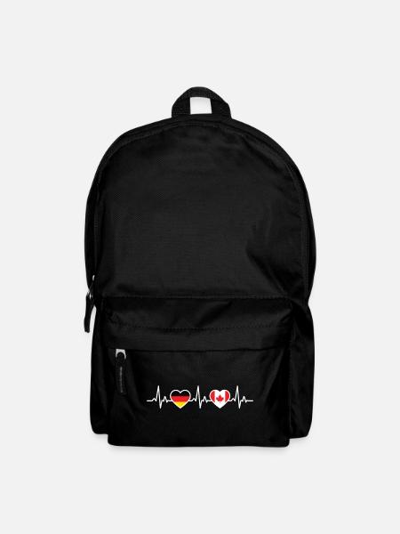 Kanada Deutschland Herzschlag Flagge Kanadier - Rucksack - Schwarz