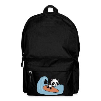 Panda Surfer Rides the Wave - Comic Style Motif - Backpack - black - Front