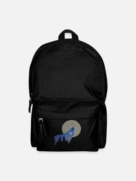 Wolfsmoon Wolf moon moon nature Natural forest wood - Backpack - black