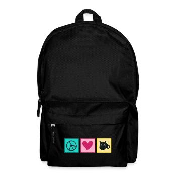 Katze Katzenhaar Mietzekatze "love peace cats" - Rucksack - Schwarz - Vorne