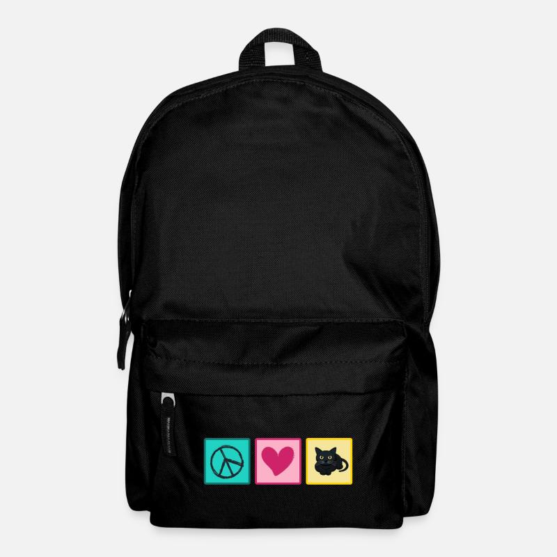 Katze Katzenhaar Mietzekatze "love peace cats" - Rucksack - Schwarz