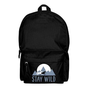 STAY WILD - Pferde vor Bergen und Sonnenuntergang - Rucksack - Schwarz - Vorne