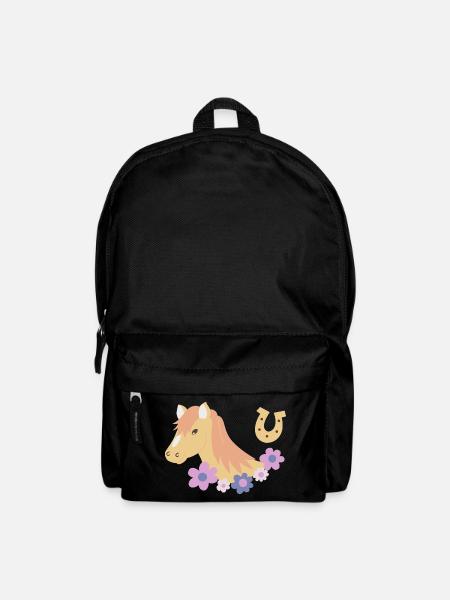 Horse's head with flowers - Backpack - black